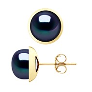 STELLA - Boucles d'Oreilles Perles d'Eau Douce 10-11 mm Blanches Or Jaune