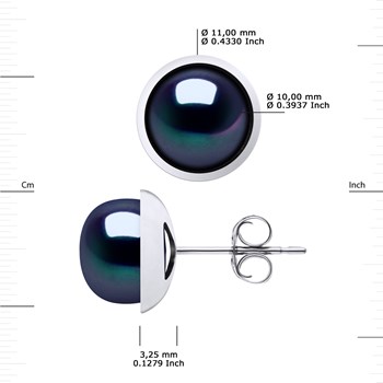 STELLA - Boucles d'Oreilles Perles d'Eau Douce 10-11 mm Blanches Or Blanc