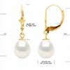 STELLA - Boucles d'Oreilles Perles d'Eau Douce 8-9 mm Blanches Or Jaune - vue V3