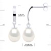 STELLA - Boucles d'Oreilles Perles d'Eau Douce 8-9 mm Blanches Or Blanc - vue V3