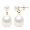 STELLA - Boucles d'Oreilles Perles d'Eau Douce 10-11 mm Blanches Or Jaune - vue V1