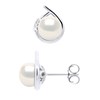 STELLA - Boucles d'Oreilles Perles 6-7 mm & Diamant Or Blanc - vue V1
