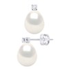 STELLA - Boucles d'Oreilles Perles 6-7 mm & Diamant Or Blanc - vue V1