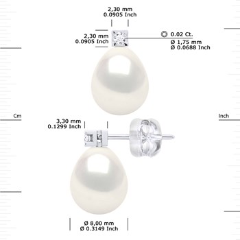 STELLA - Boucles d'Oreilles Perles 6-7 mm & Diamant Or Blanc