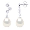 STELLA - Boucles d'Oreilles Perles 9-10 mm & Diamant Or Blanc - vue V1