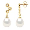 STELLA - Boucles d'Oreilles Perles 9-10 mm & Diamant Or Jaune - vue V1
