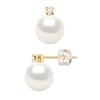 STELLA - Boucles d'Oreilles Perles  8-9 mm & Diamant Or Jaune - vue V1