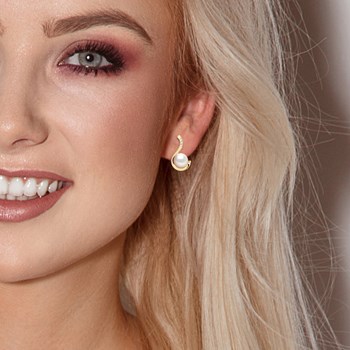 STELLA - Boucles d'Oreilles Perles 8-9 mm & Diamant Or Jaune