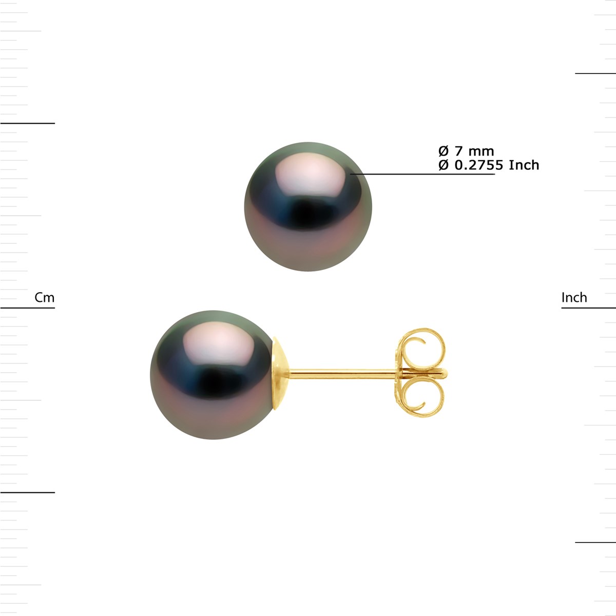 STELLA - Boucles d'Oreilles Perles de Tahiti 7-8 mm Or Jaune - vue 3
