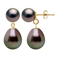 STELLA - Boucles d'Oreilles Perles de Tahiti 9-10 mm Or Jaune