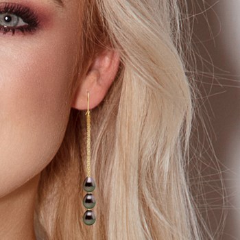 STELLA - Boucles d'Oreilles Perles de Tahiti 8-9 mm Or Jaune