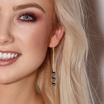 STELLA - Boucles d'Oreilles Perles de Tahiti 8-9 mm Or Jaune