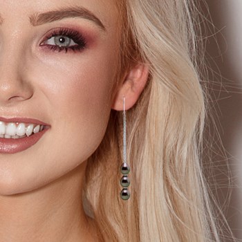 STELLA - Boucles d'Oreilles Perles de Tahiti 8-9 mm Or Blanc