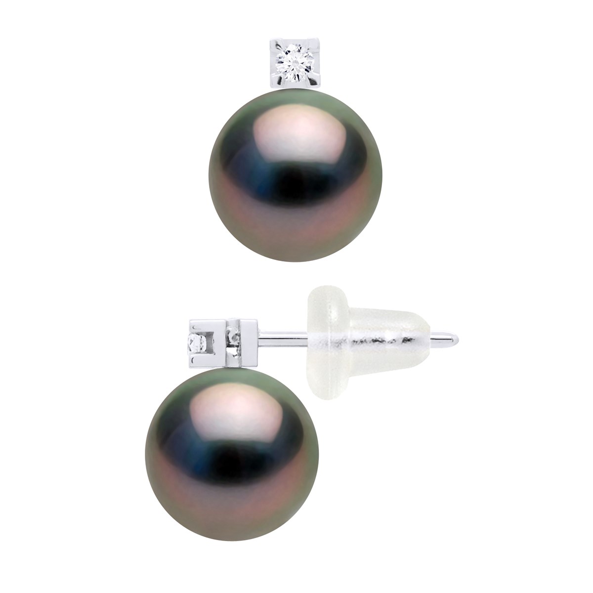 STELLA - Boucles d'Oreilles Perles de Tahiti 8-9 mm 18 Cts