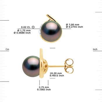 STELLA - Boucles d'Oreilles Perles de Tahiti & Diamant - Or Jaune