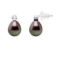 STELLA - Boucles d'Oreilles Perles de Tahiti & Diamant - Or Blanc