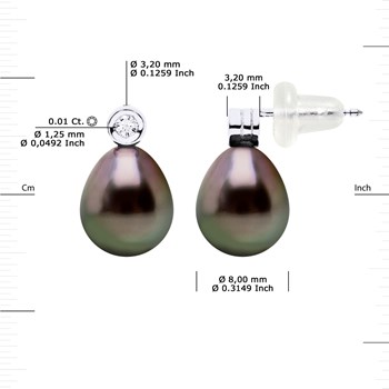 STELLA - Boucles d'Oreilles Perles de Tahiti & Diamant - Or Blanc