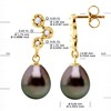 STELLA - Boucles d'Oreilles Perles de Tahiti 9-10 mm & Diamant - Or Jaune - vue V3