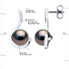 STELLA - Boucles d'Oreilles Perles de Tahiti 8-9 mm & Diamant - Or Blanc - vue V3