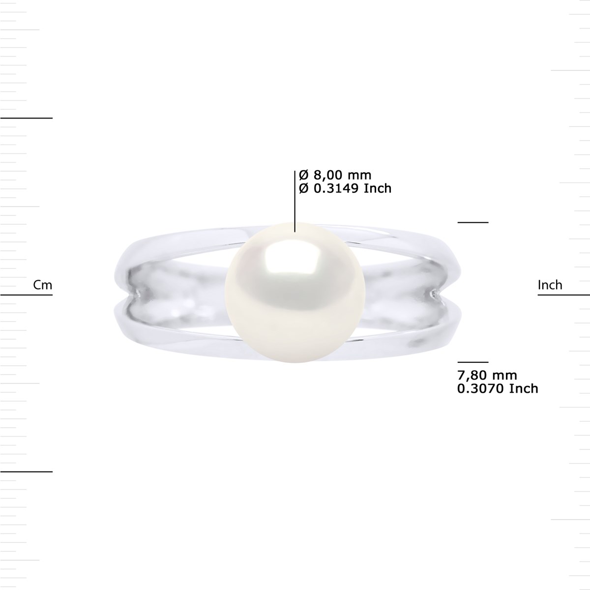 Bague Stella Jonc Perles d'Eau Douce 8-9 mm - Or Blanc - vue 3