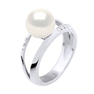 Bague Stella Jonc Perles d'Eau Douce 8-9 mm & Diamant - Or Blanc