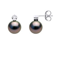 STELLA - Boucles d'Oreilles Perles de Tahiti & Diamant - Or 18 Cts