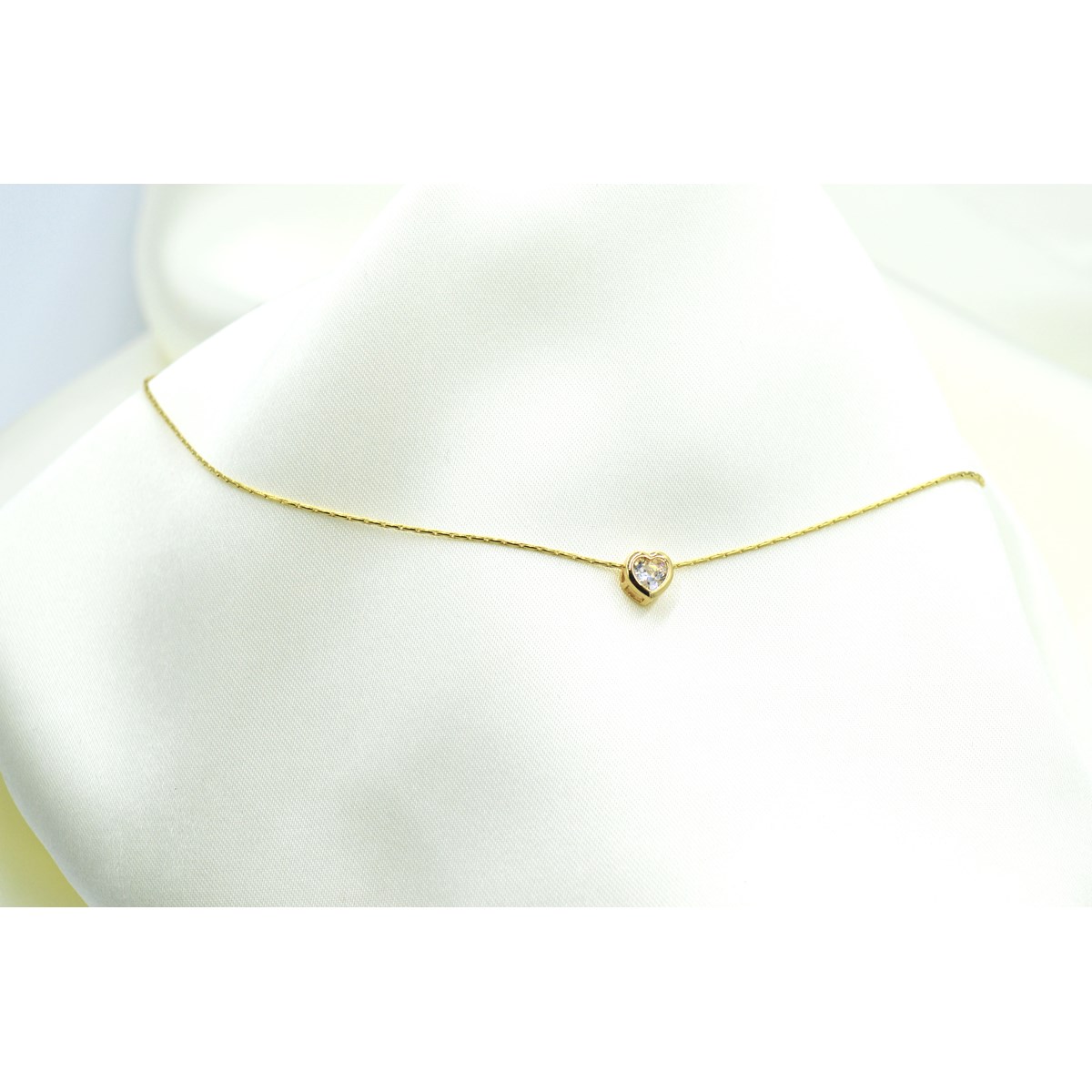 Collier délicat minimaliste pendentif coeur zirconium - vue 2