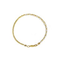 Bracelet  fin de perles de culture et perles d 'hématite dorées