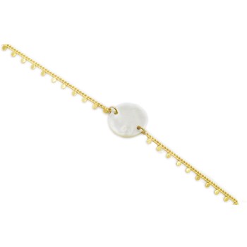 Bracelet chaîne breloques fines  et connecteur nacre