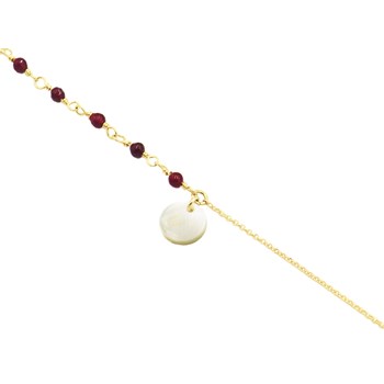 Bracelet chaine perles de verre et connecteur  nacre