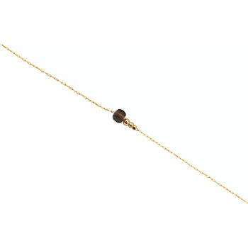 Bracelet  fin orné d une perle semi-precieuse  de Quartz Fumé