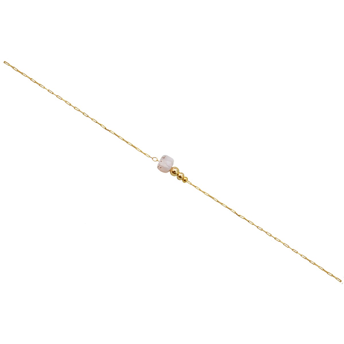 Bracelet  fin orné d une perle semi-precieuse  d 'Agate Rose