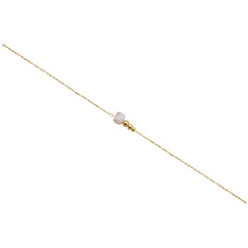 Bracelet  fin orné d une perle semi-precieuse  d 'Agate Rose