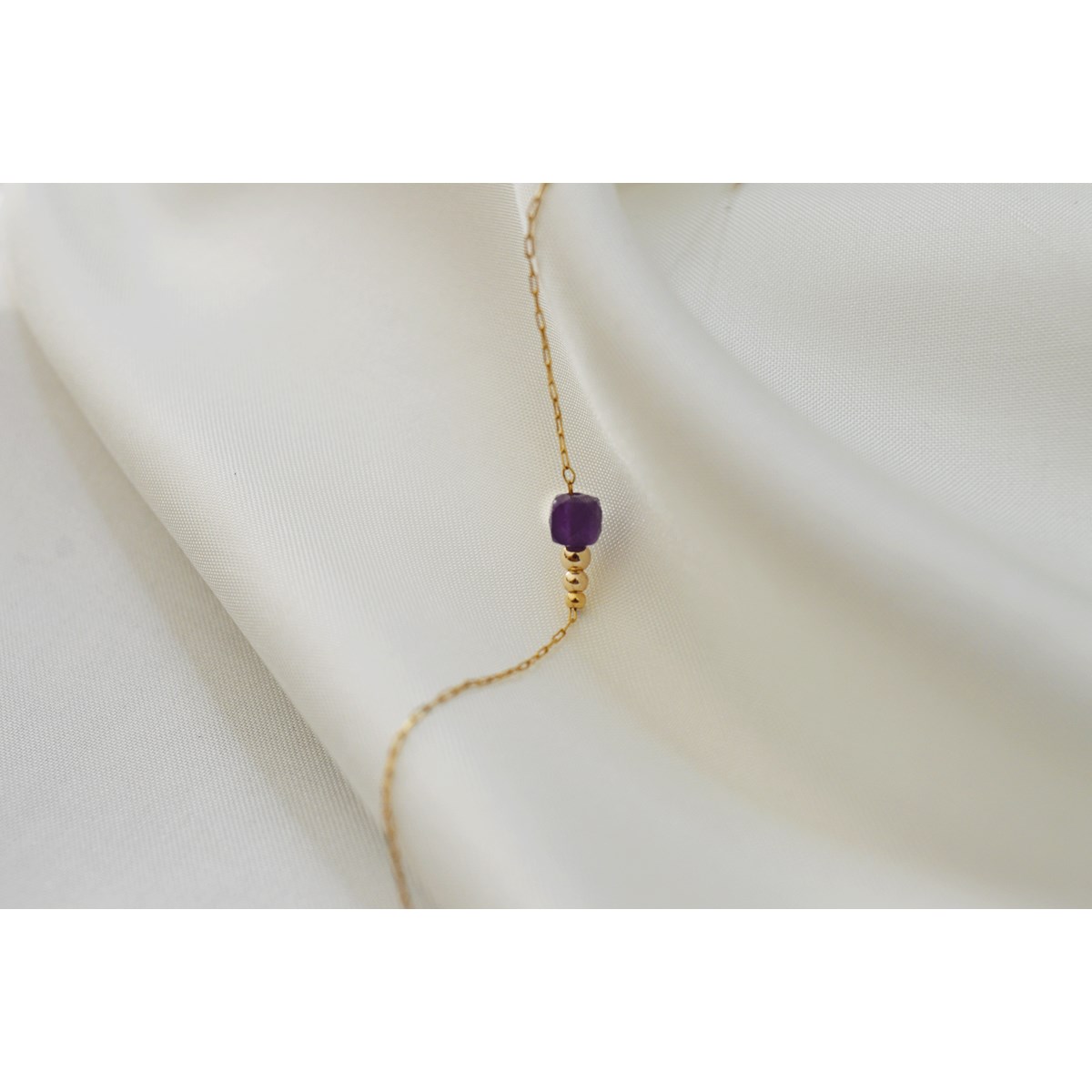 Bracelet  fin orné d une perle semi-precieuse  d 'amethyste - vue 4