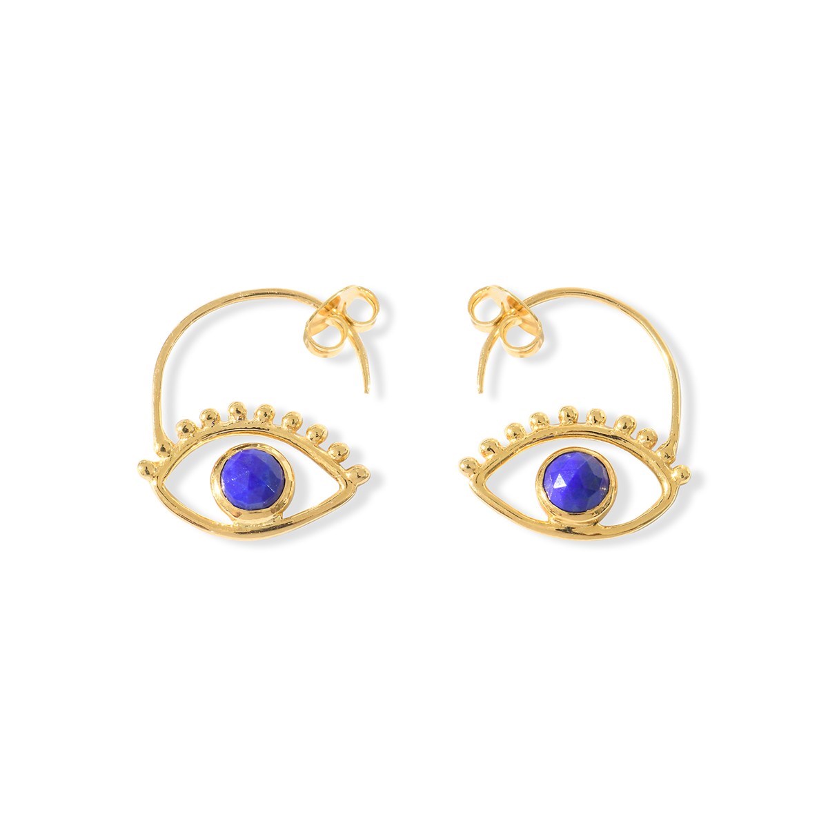 Boucles d'oreilles oeil en vermeil et lapis lazuli AJNA - vue 3