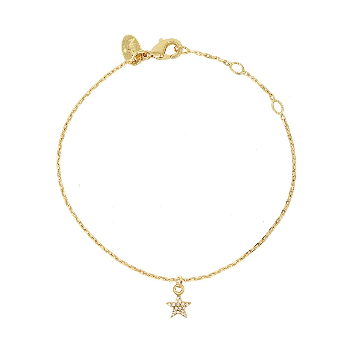 Bracelet ajustable chaine charm cristal étoile laiton doré or fin 24K LILY