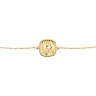 Bracelet ajustable médaille laiton doré or fin 24K SALLY