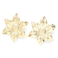 Maxi boucles d'oreilles puces fleurs doré à l'or fin HESPÉRIS