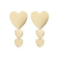 Boucles d'oreilles puces pendantes coeurs doré à l'or fin APHRODITE