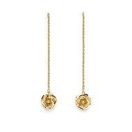 Boucles d'oreilles pendantes fleurs doré à l'or fin AGLAÉ