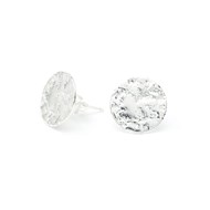 Boucles d'oreilles puces ronds martelés plaqué argent HESTIA