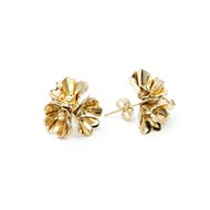 Boucles d'oreilles puces trio fleurs doré à l'or fin AGLAÉ