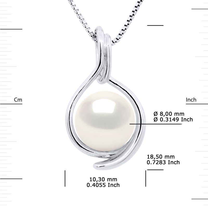 Pendentif RECTO VERSO - Véritable Perle de Culture d'Eau Douce Ronde 8-9 mm - Blanc Naturel - vue 3