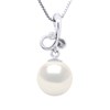 Pendentif TRIPLE NOEUD - Véritable Perle de Culture d'Eau Douce Ronde 9-10 mm - Blanc Naturel - Or Blanc - vue V1