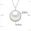 Collier Bélière Entourage Diamanté - Véritable Perle de Culture d'Eau Douce Bouton 10-11 mm - Blanc Naturel - Or Blanc - vue V3