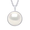 Collier Bélière Entourage Lisse - Véritable Perle de Culture d'Eau Douce Bouton 10-11 mm - Blanc Naturel - Or Blanc - vue V1
