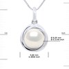 Pendentif Entourage Stylisé - Véritable Perle de Culture d'Eau Douce Ronde 10-11 mm - Blanc Naturel - Or Blanc - vue V3