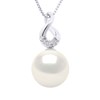 Pendentif HUIT - Diamants 0,11 Cts - Véritable Perle de Culture d'Eau Douce Ronde 9-10 mm - Or Blanc - vue V1