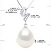 Pendentif VOLUTES - Diamants 0,12 Cts - Or Blanc - Véritable Perle de Culture d'Eau Douce Poire 11-12 mm - Or Blanc - vue V3
