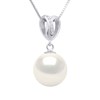 Pendentif DOUBLE NOEUD - Diamants 0,07 Cts - Véritable Perle de Culture d'Eau Douce Ronde 10-11 mm - Or Blanc - vue V1